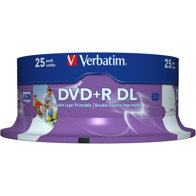 Picture of Verbatim DVD+R DL 8.5GB 8x White Wide Printable 25 Pack on Spindle